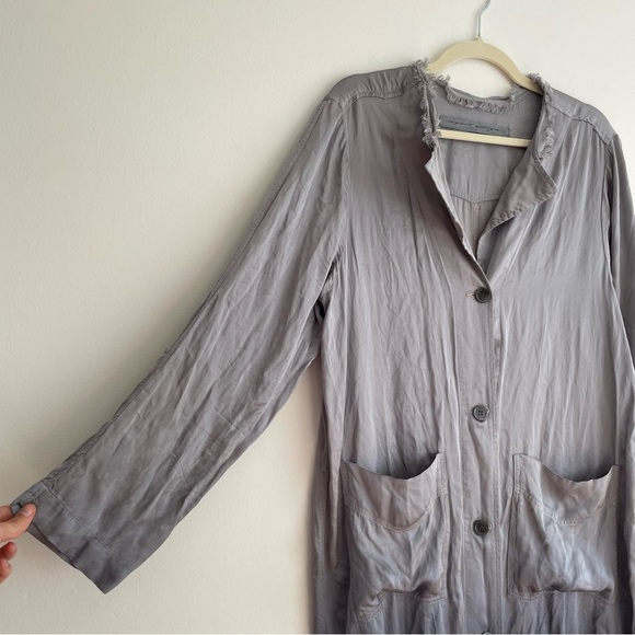 Raquel Allegra ombre maxi dress button front shirt dress long sleeve duster blue - Picture 5 of 12